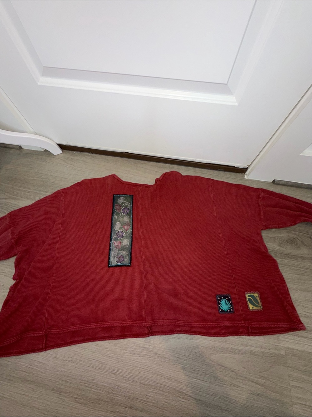 Blue Fish Washed Brick Red Cropped Thermal Sweatshirt - Picture 14 of 16